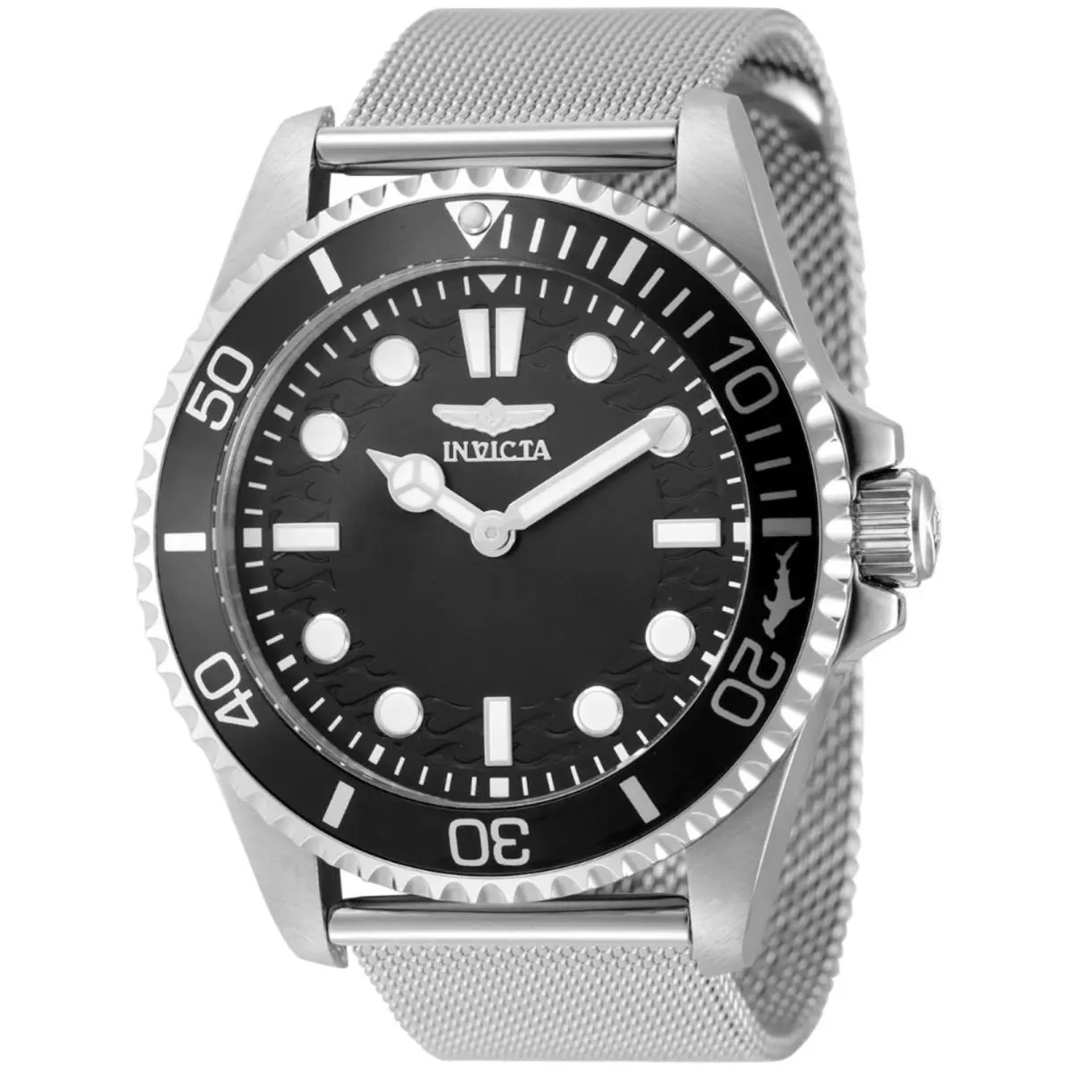 Invicta Men`s Watch Pro Diver Black Dial Stainless Steel Mesh Bracelet 49685