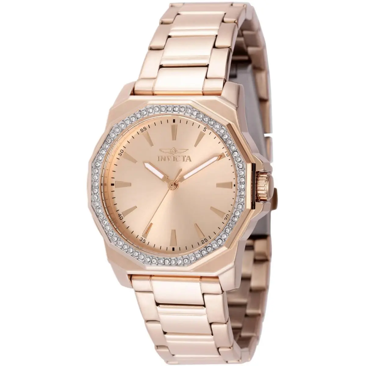 Invicta Womens Watch Speedway Quartz Crystal Bezel Rose Gold Dial Bracelet 49115
