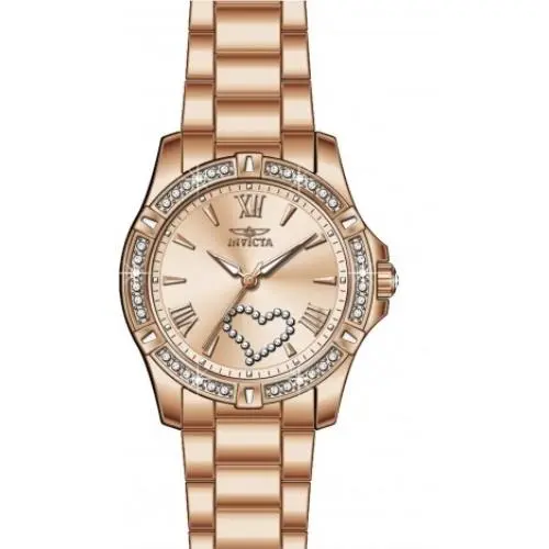 Angel Quartz Crystal Rose Gold Dial Ladies Watch 49843 by Invicta
