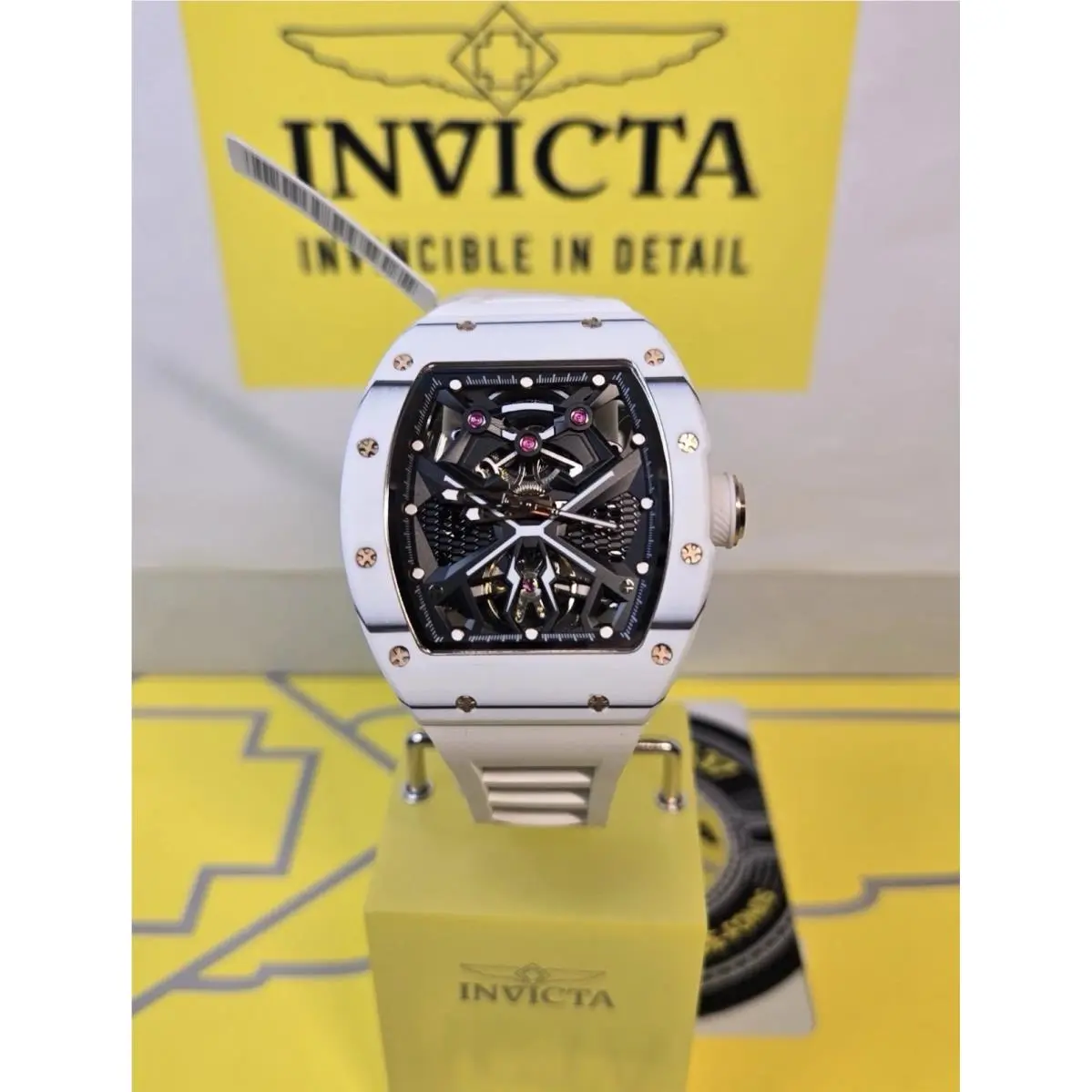 Invicta S1 Rally Automatic Men`s Watch White w/ Skeleton Dial
