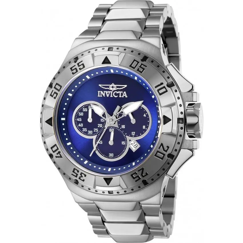 Invicta Excursion Chronograph Quartz Sapphire Blue and Silver Bracelet Watch