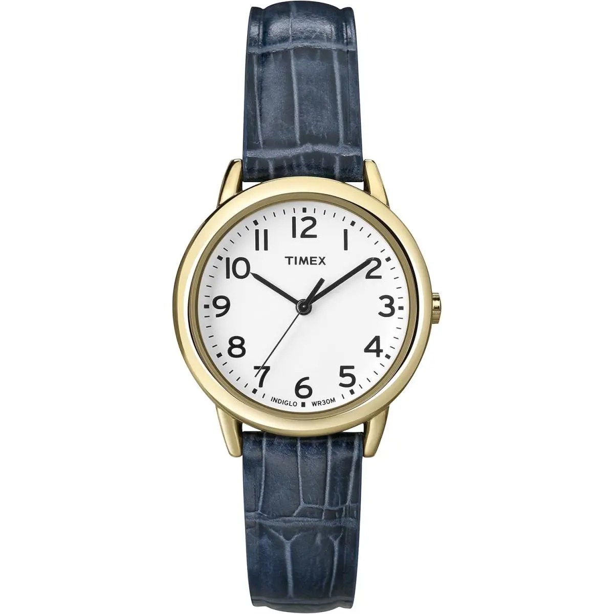 Timex Women`s Easy Reader Watch 30mm Blue/Gold-Tone/White/30mm - Band: Blue