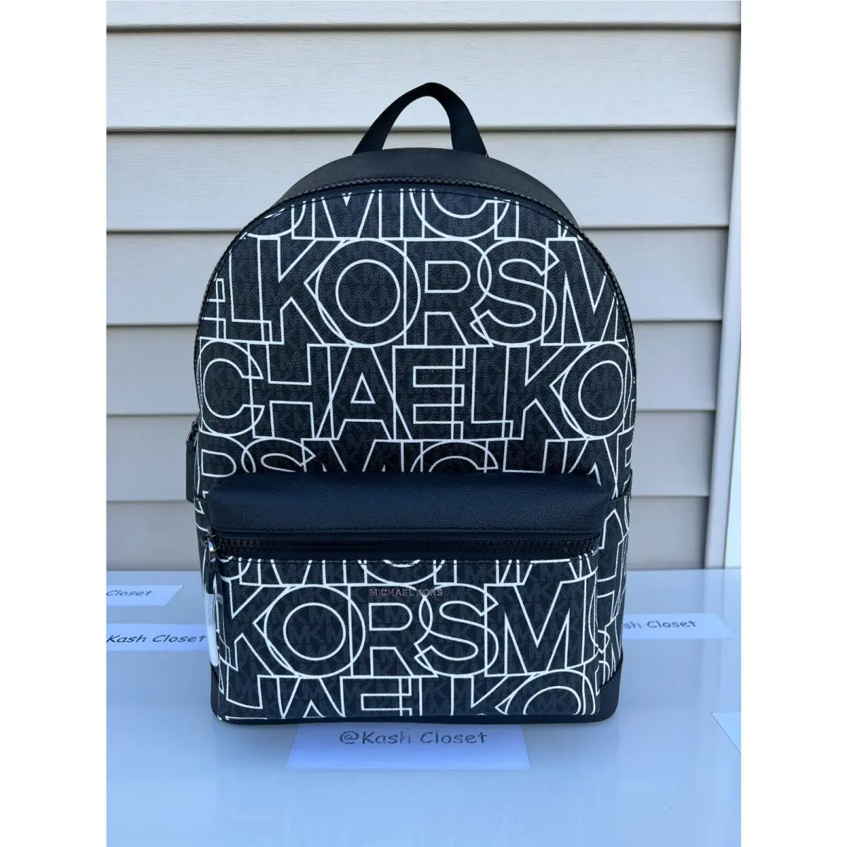 Backpack Cooper Large Graphic MK Signature Black by Michael Kors