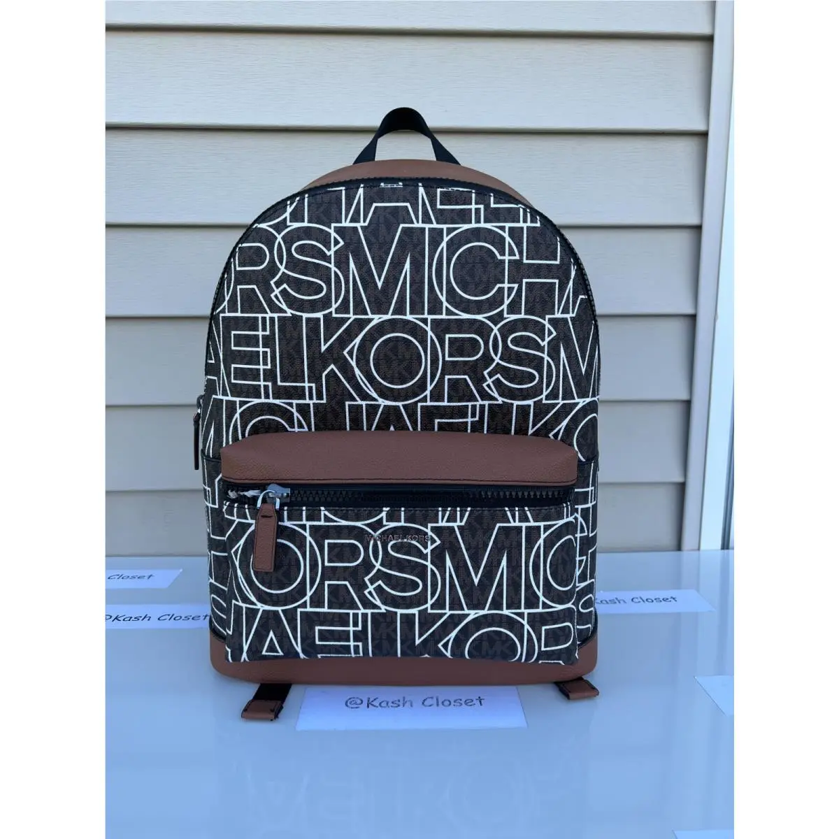 Backpack Cooper Large Graphic MK Signature Brown by Michael Kors