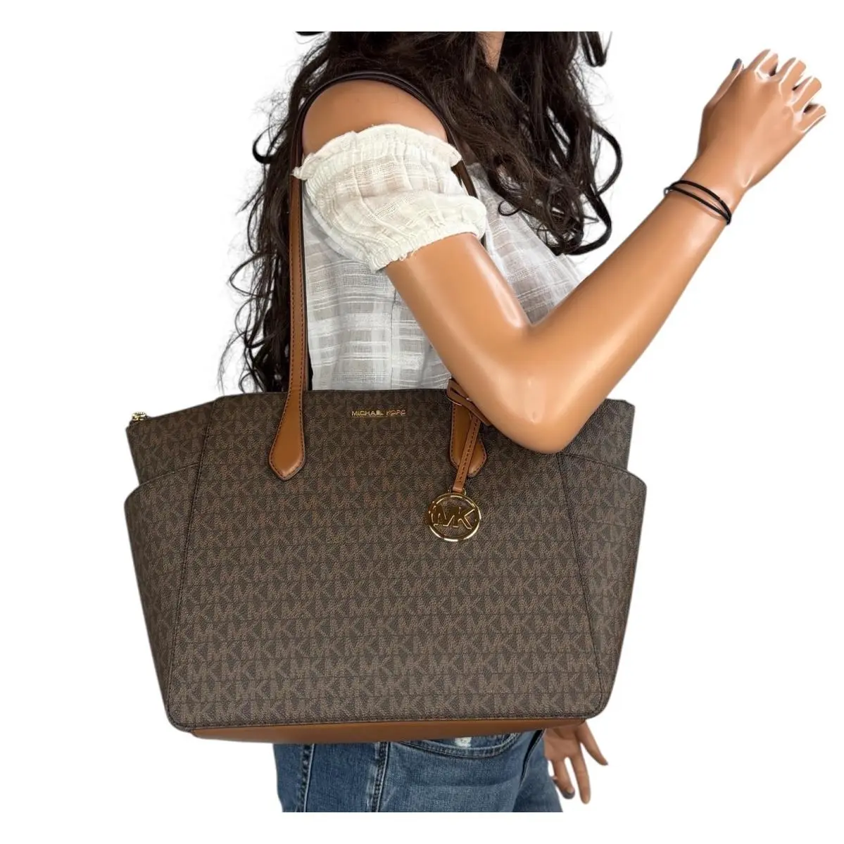 Marilyn Medium Top Zip Shoulder Tote Bag Purse MK BROWN by Michael Kors