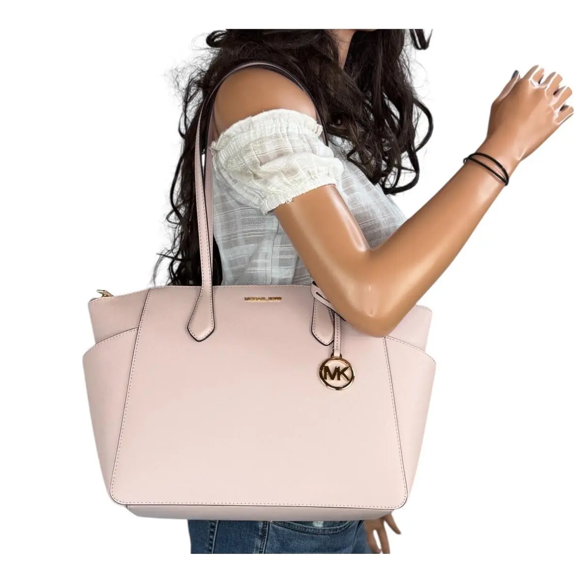 Marilyn Medium Top Zip Shoulder Tote Bag Purse Powder Blush by Michael Kors
