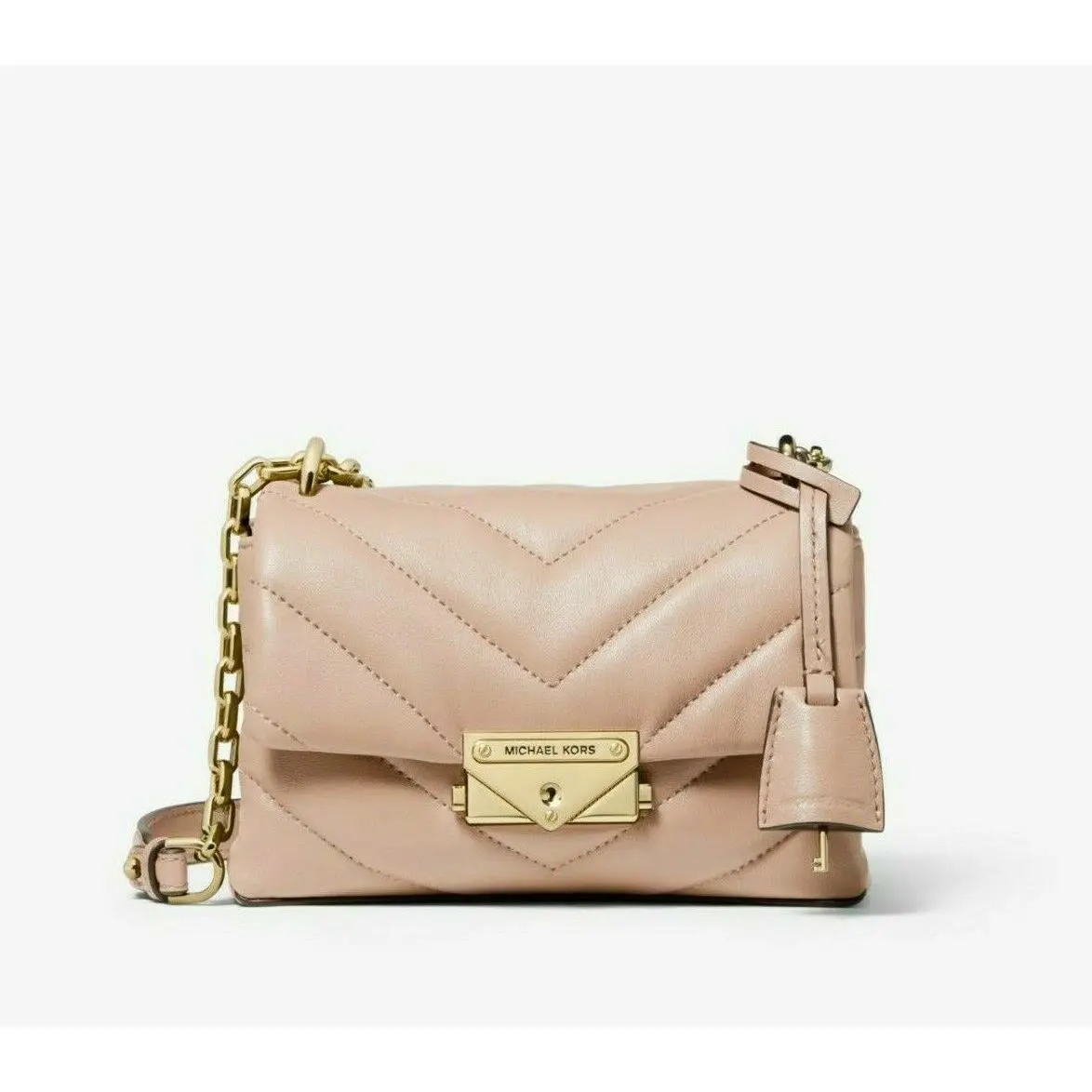 Cece XS Quilted Leather Crossbody Grey Red Black Blue Silver Gold Quilted Leather Flap Soft Pink/Gold lock Key NEW by Michael Kors