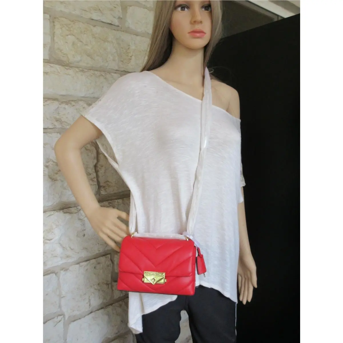 Michael Kors Cece XS Quilted Leather Crossbody Grey Red Black Blue Silver Gold