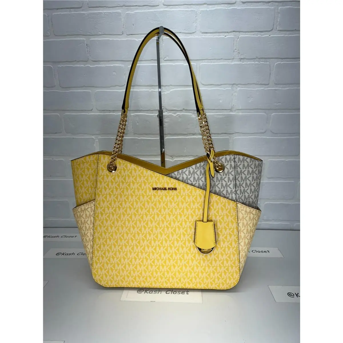 Shoulder Tote Bag Xchain Large Jet Set MK Signature Daffodil Multi by Michael Kors
