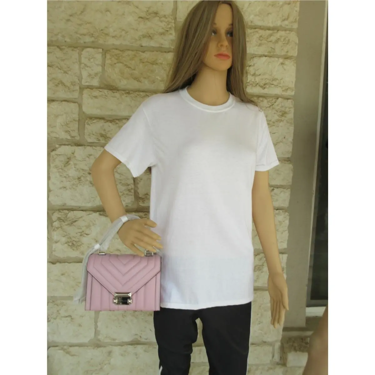 SM Quilted Leather Lilac Pinks Grey Convertible Shoulder Bag Cha Small Quilted Leather Pale Lilac/Silver chain Rare by Michael Kors
