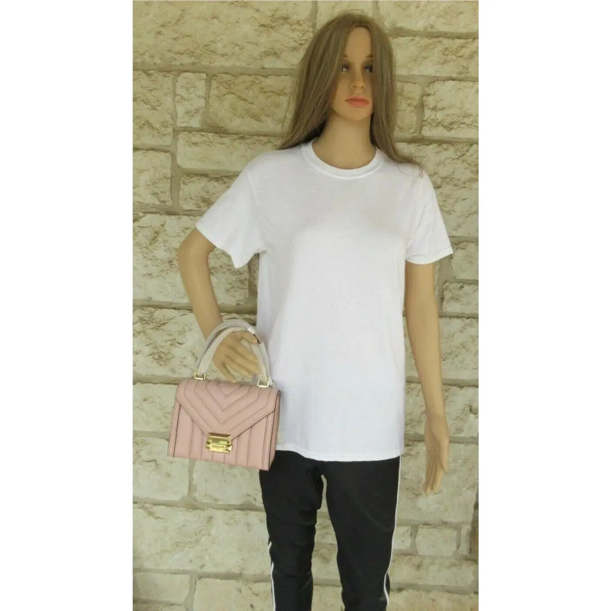 SM Quilted Leather Lilac Pinks Grey Convertible Shoulder Bag Cha Small Quilted Leather Smokey Rose/Gold Rare Pink by Michael Kors
