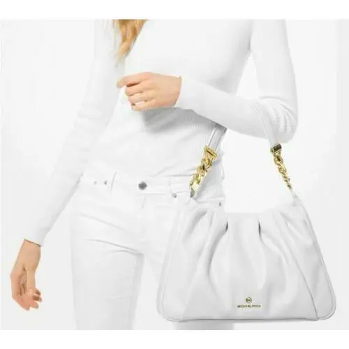Michael Kors Hannah Medium Shoulder Bag or Small Crossbody White or Luggage
