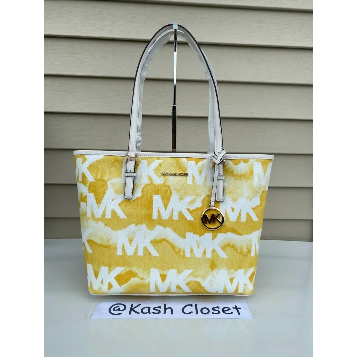 Michael Kors Carryall Tote Medium Jet Set Logo Printed Purse Bag