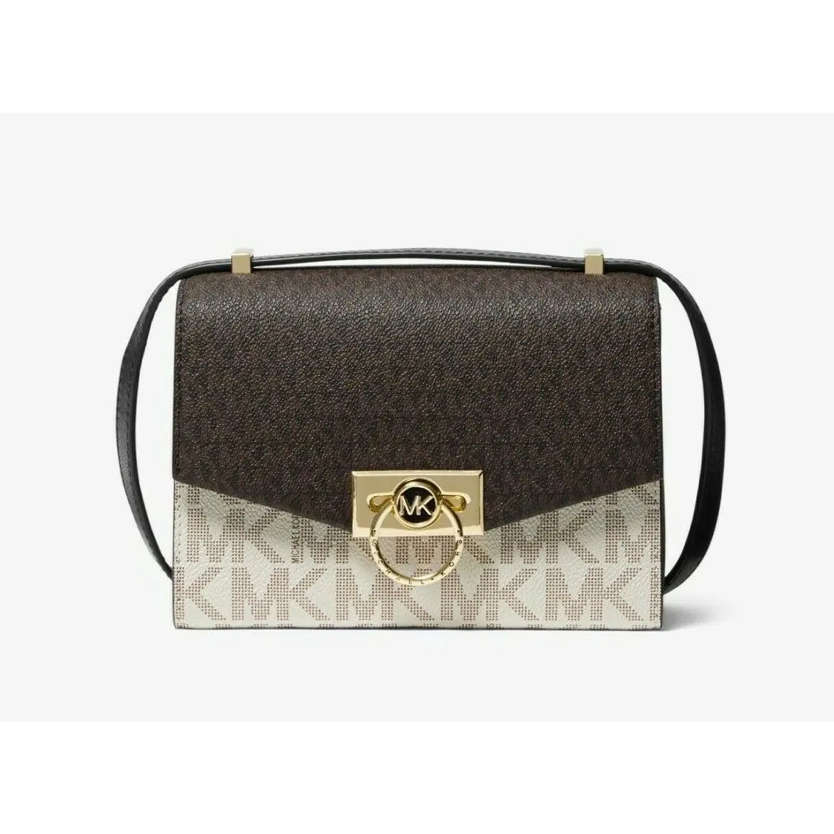Hendrix Logo Extra Small Crossbody Bag Brown Ballet Vanilla Red Brown Multi Brown/Vanilla/Black Logo Crossbody by Michael Kors