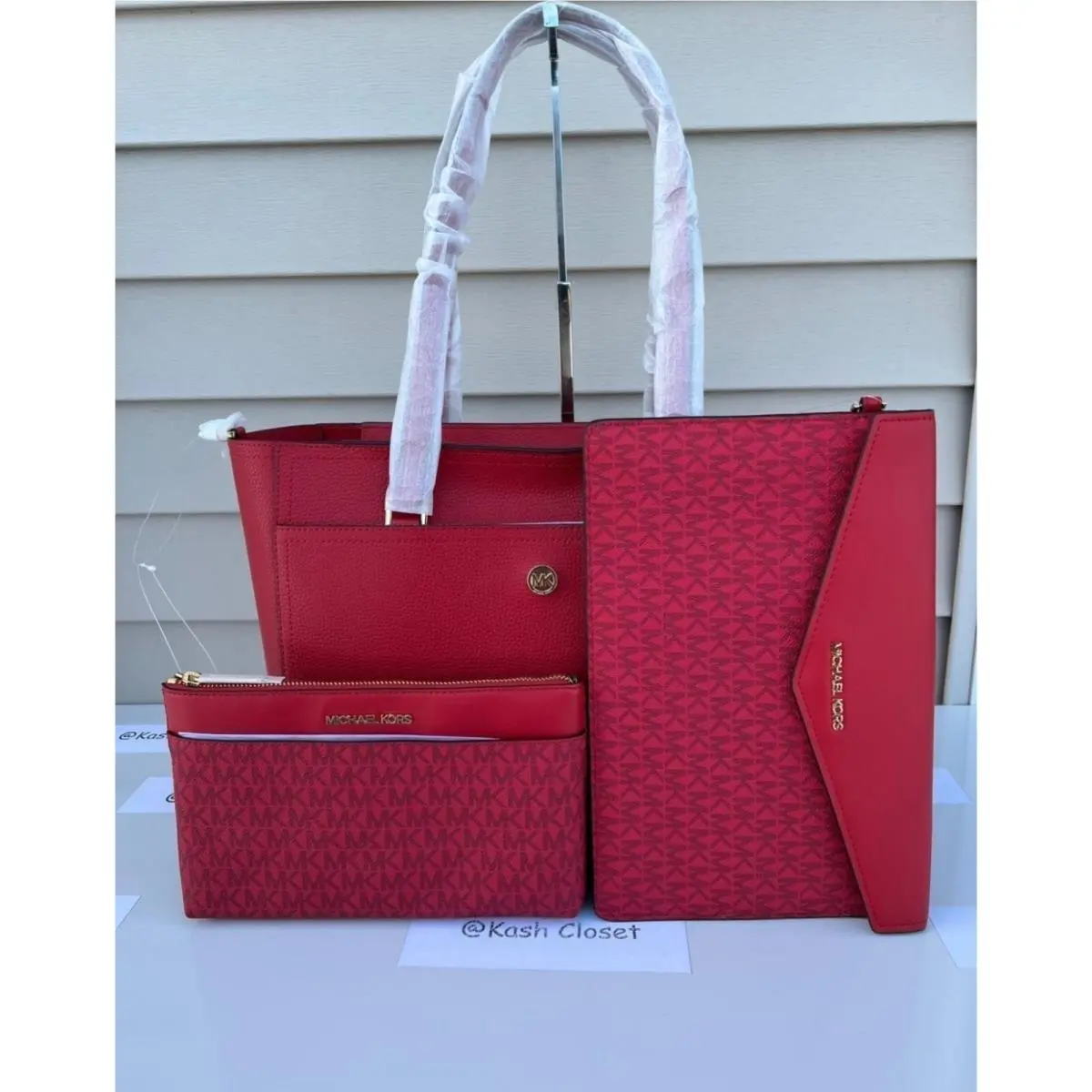 Tote Maisie 3 in 1 Large Bag Clutch Crossbody Flame by Michael Kors