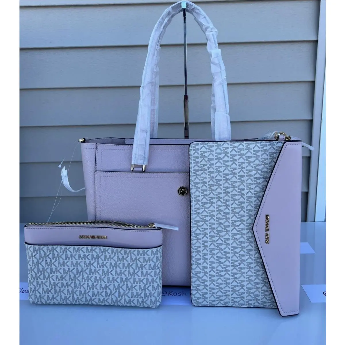 Tote Maisie 3 in 1 Large Bag Clutch Crossbody Powder Blush by Michael Kors