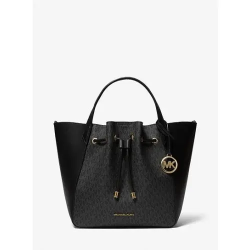 Bucket Phoebe Tote Bag Large Two Tone MK Signature Black by Michael Kors