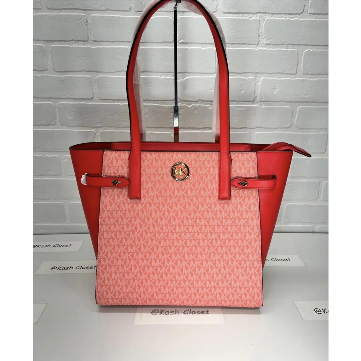 Tote Carmen Large MK Signature Leather Grapefruit by Michael Kors