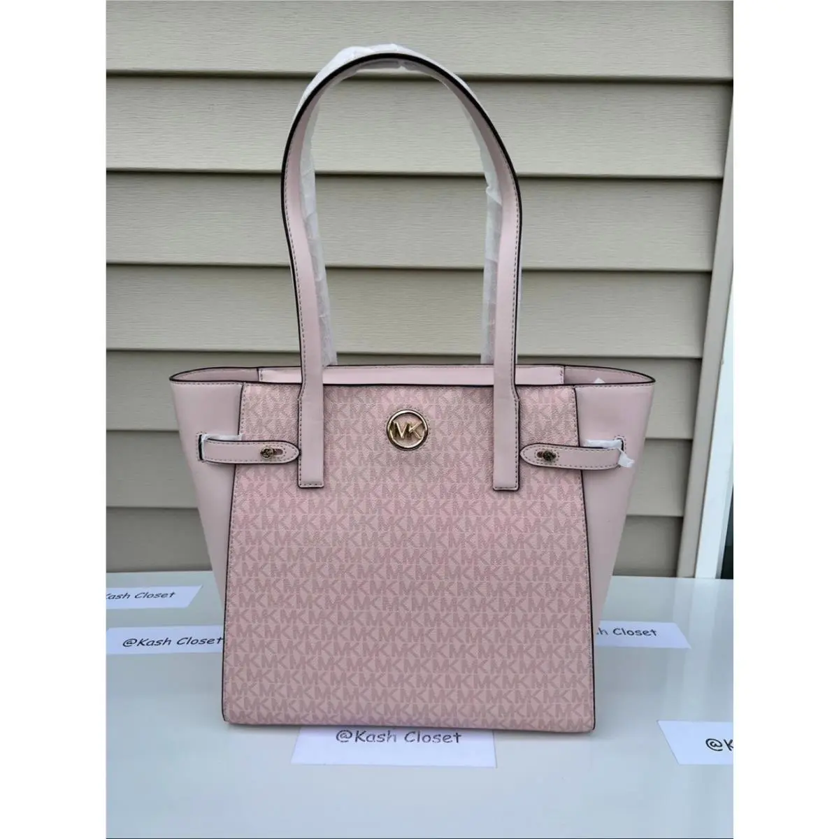 Tote Carmen Large MK Signature Leather DK Powderblush by Michael Kors