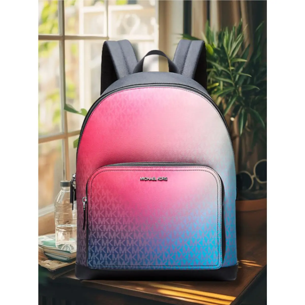 Cooper Men`s Ombré Signature Logo Pocket Backpack Travel Laptop Bag NAVY MULTI by Michael Kors