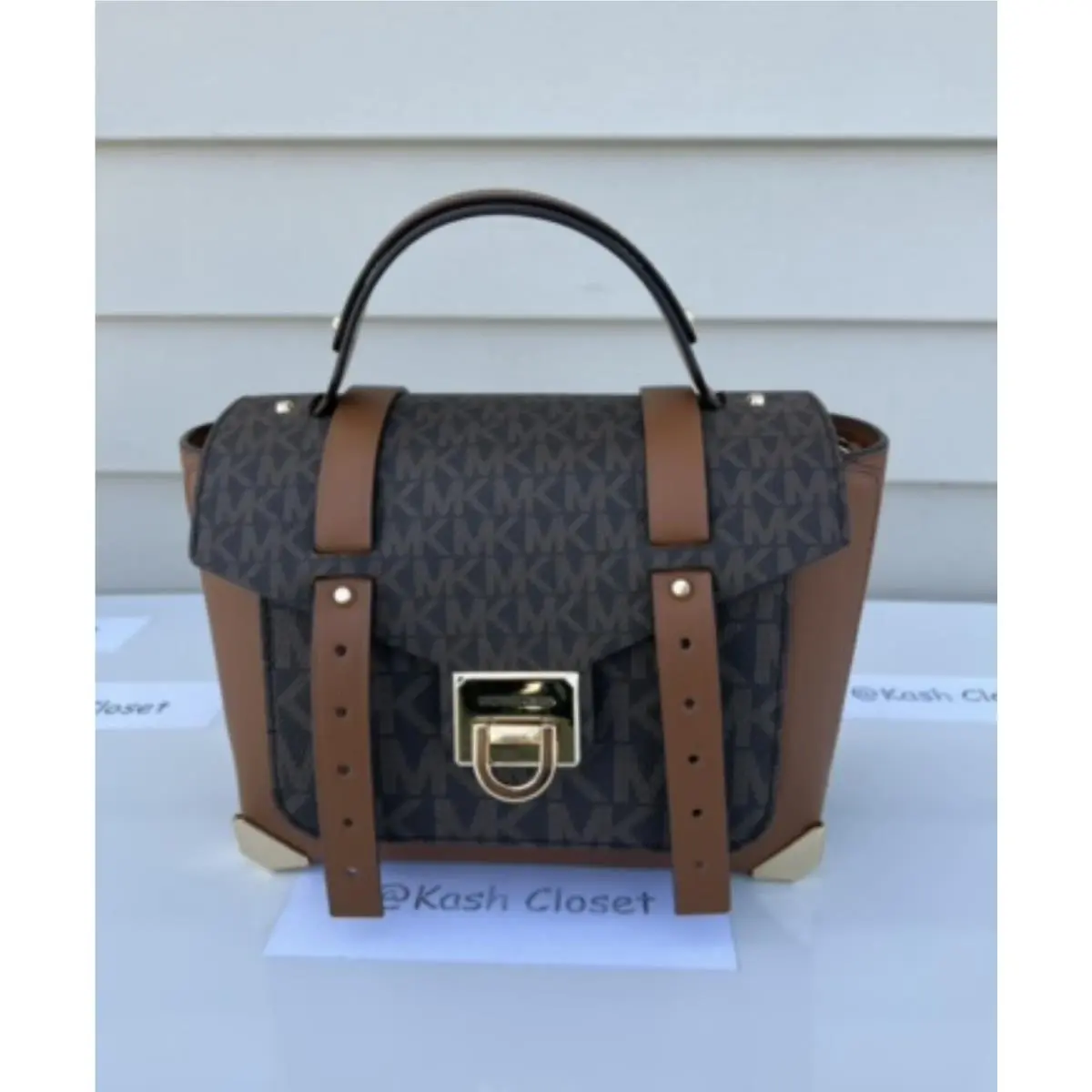 Manhattan Satchel Bag Medium Leather Purse Brown with Gold hardware by Michael Kors