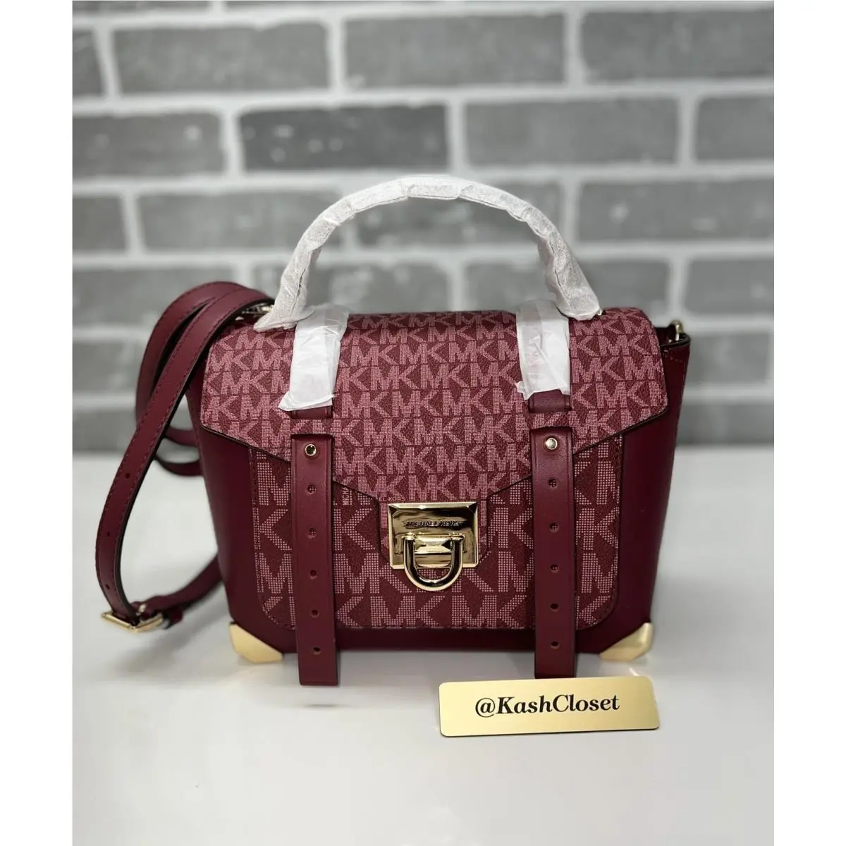 Manhattan Satchel Bag Medium Leather Purse Mulberry Multi with Gold Hardware by Michael Kors
