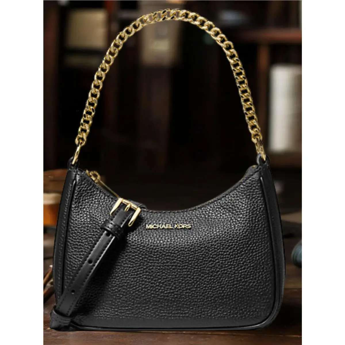Jet Set Women’s Small Leather Chain Convertible Shoulder Crossbody BLACK by Michael Kors