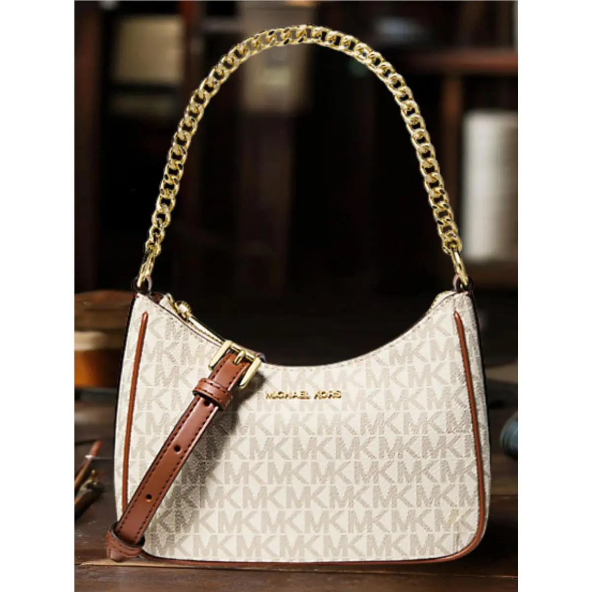 Jet Set Women’s Small Leather Chain Convertible Shoulder Crossbody VANILLA by Michael Kors