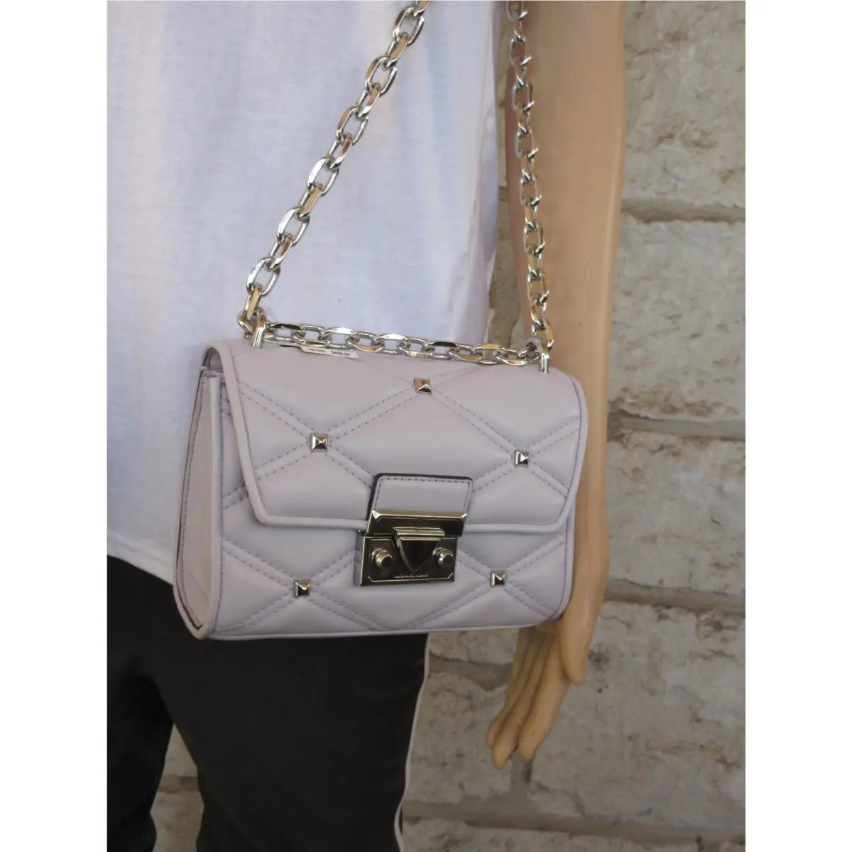 Michael Kors Flap Studs Quilted Shoulder/crossbody Chain Black or Lavender Mist