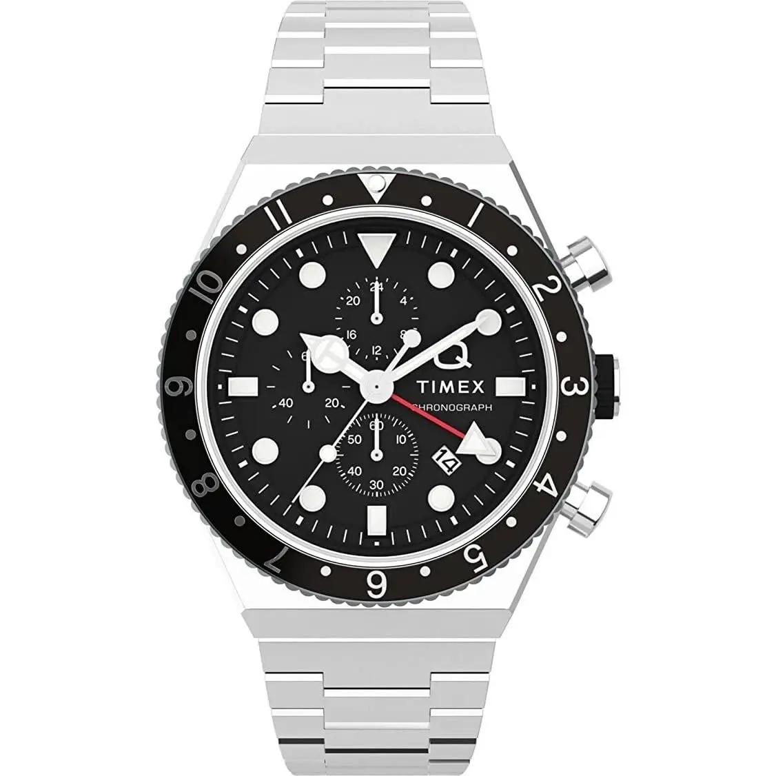 Timex Men`s Watch Q Chronograph Black Dial TW2V69800