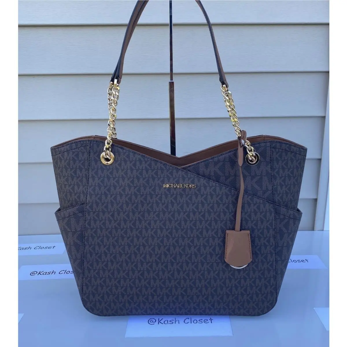 Shoulder Bag Tote Xchain Bag Jet Set Bag MK Signature Brown by Michael Kors