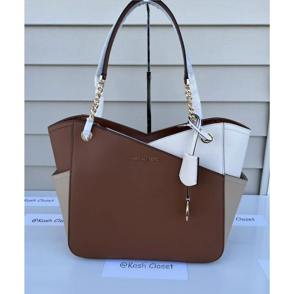 Shoulder Bag Tote Xchain Bag Jet Set Bag MK Signature Camel Multi by Michael Kors