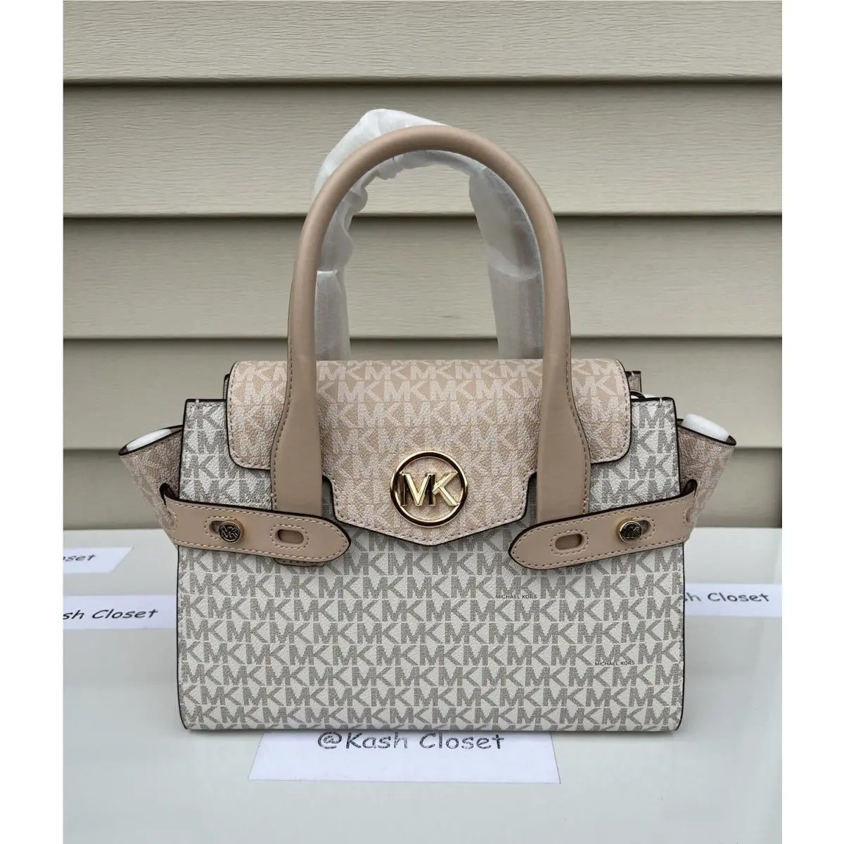 Satchel Bag Carmen Medium Flap Satchel Purse Buff Multi by Michael Kors