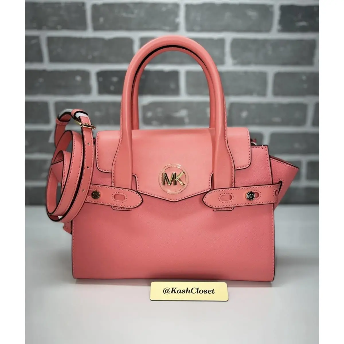 Satchel Bag Carmen Medium Flap Satchel Purse Grapefruit by Michael Kors