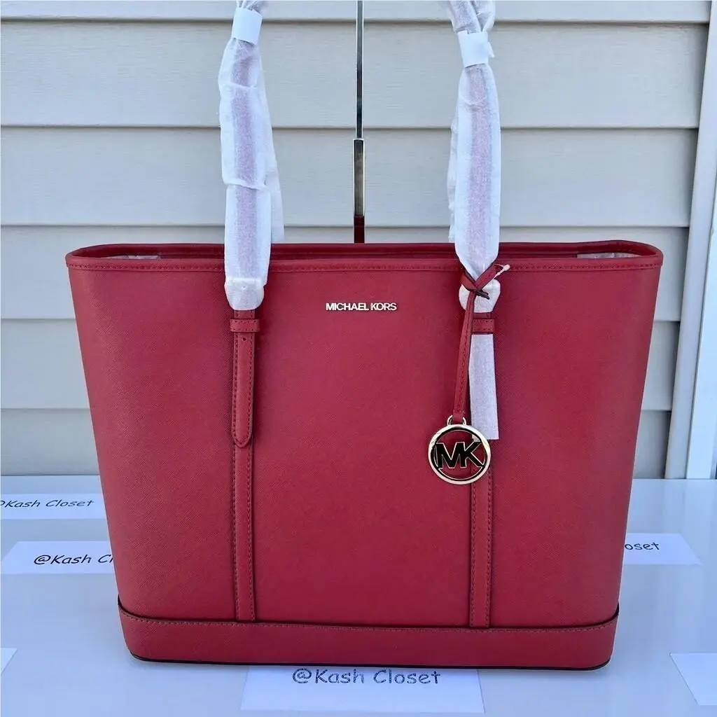 Tote Bag Jst Large Saffiano Leather Tote Purse Flame (Red) by Michael Kors