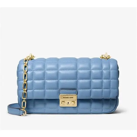 Shoulder Bag Tribeca Large Quilted Leather Purse French Blue by Michael Kors