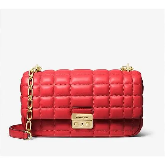 Shoulder Bag Tribeca Large Quilted Leather Purse Lacquer Red by Michael Kors