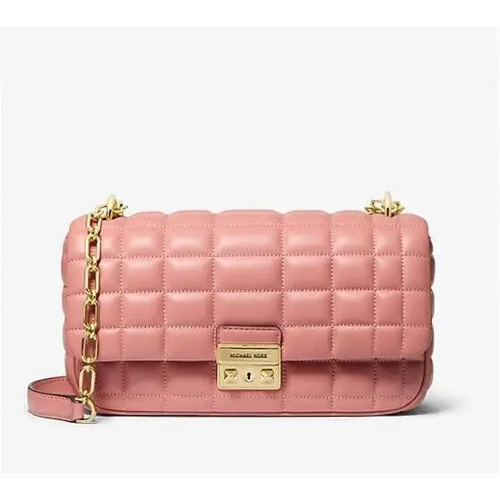 Shoulder Bag Tribeca Large Quilted Leather Purse Sunset Rose by Michael Kors
