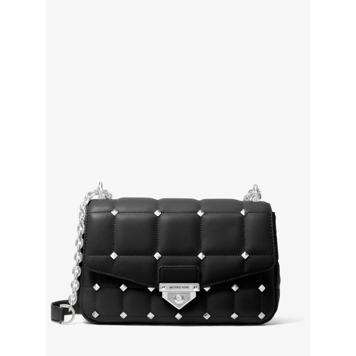 Soho LG Studded Quilted Leather Chain X-body/shoulder +dust Bag SoHo Large Black/Silver Crossbody/Shoulder bag New by Michael Kors