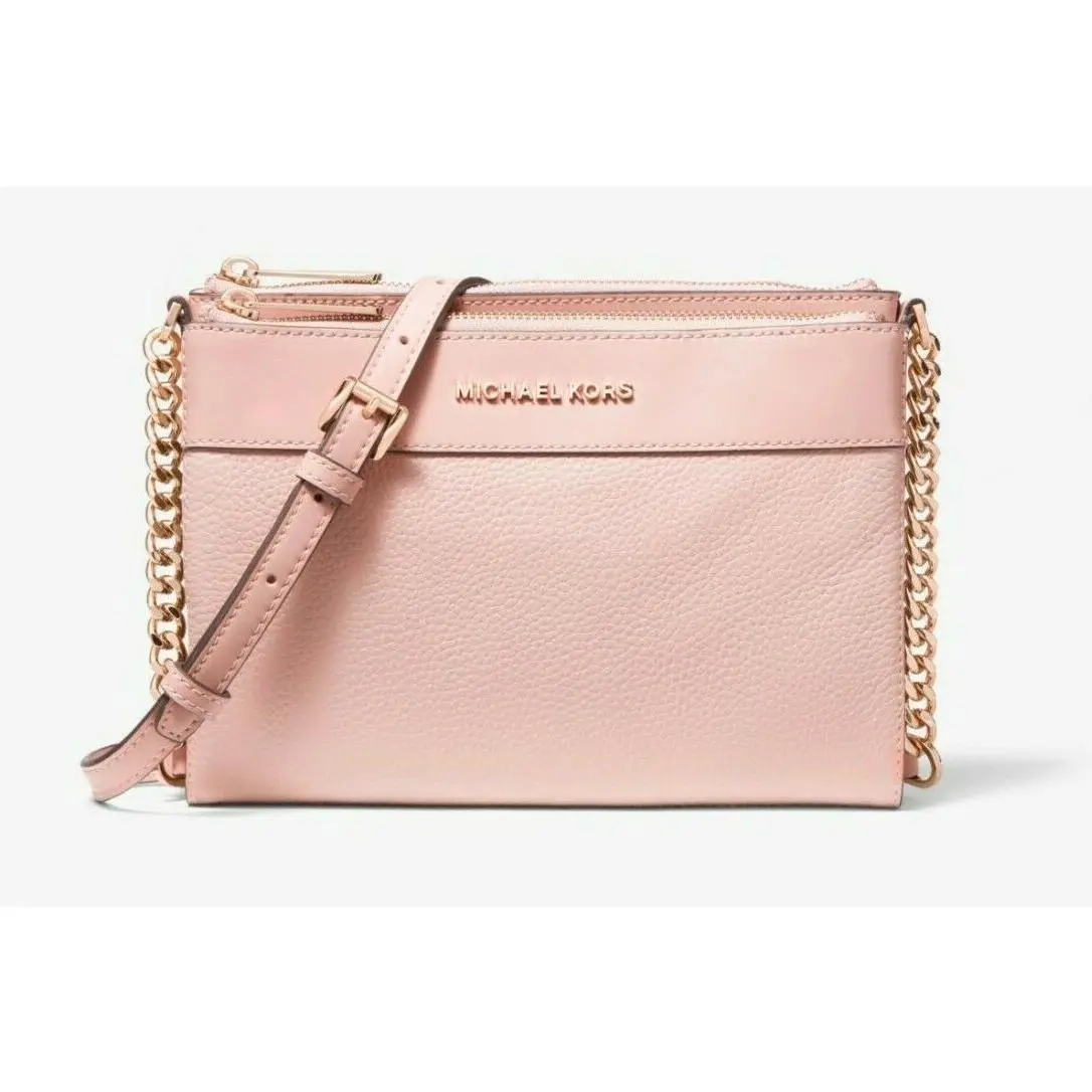 Leather Slim X-body 3 Compartments Grey/silver or Pink/rose Gold Blossom Pink, Chain, Rose Gold, 3 Compartments NWT by Michael Kors