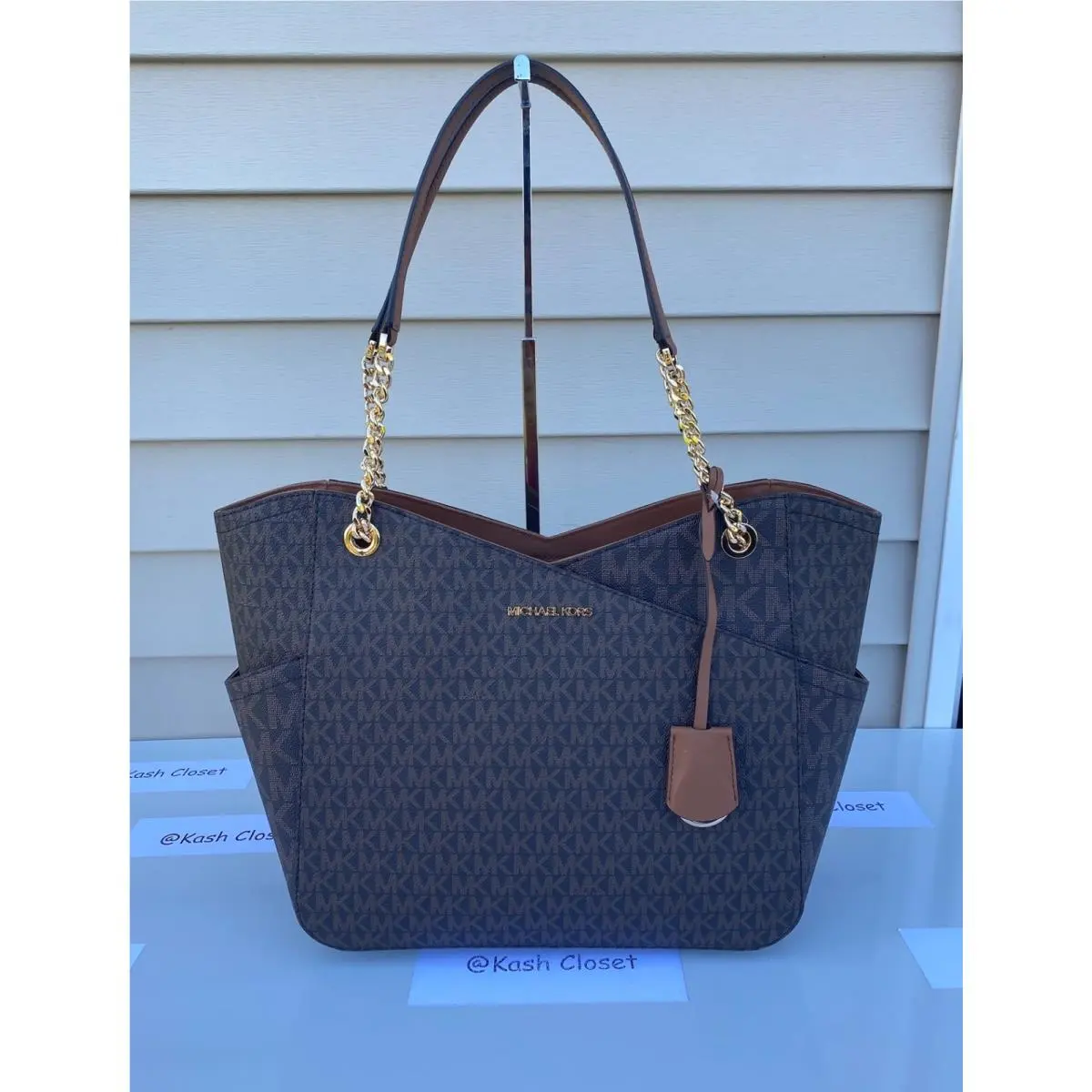 Michael Kors Shoulder Bag Tote Xchain Bag Jet Set Bag MK Signature Brown