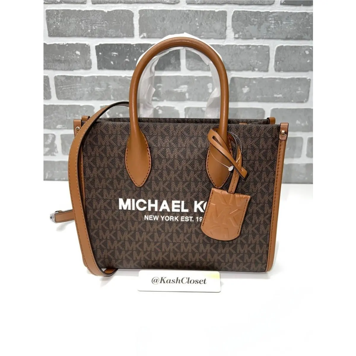 Mirella Small Shopper Top Zip Handbag Crossbody Brown by Michael Kors