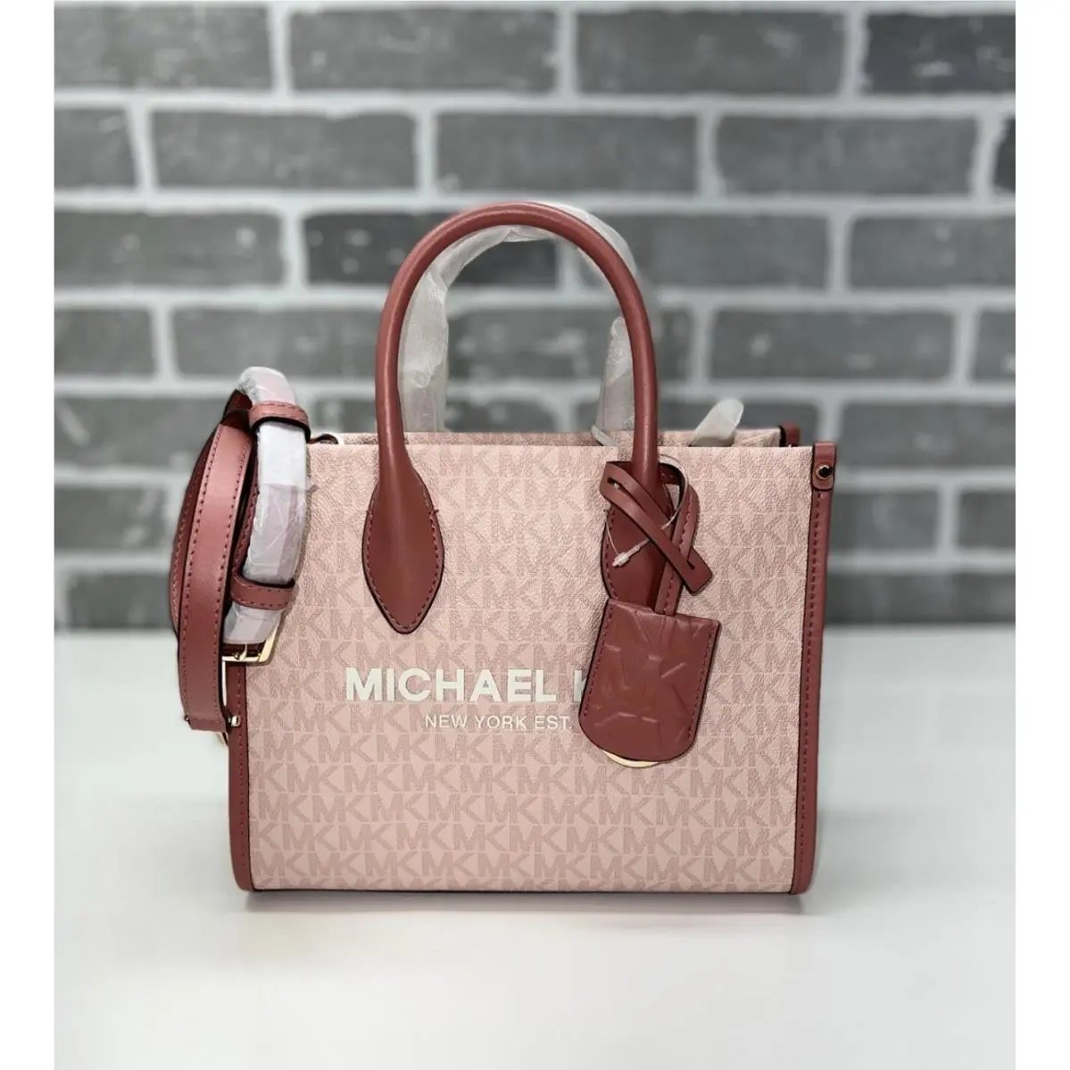 Mirella Small Shopper Top Zip Handbag Crossbody DK Powderblush Multi by Michael Kors