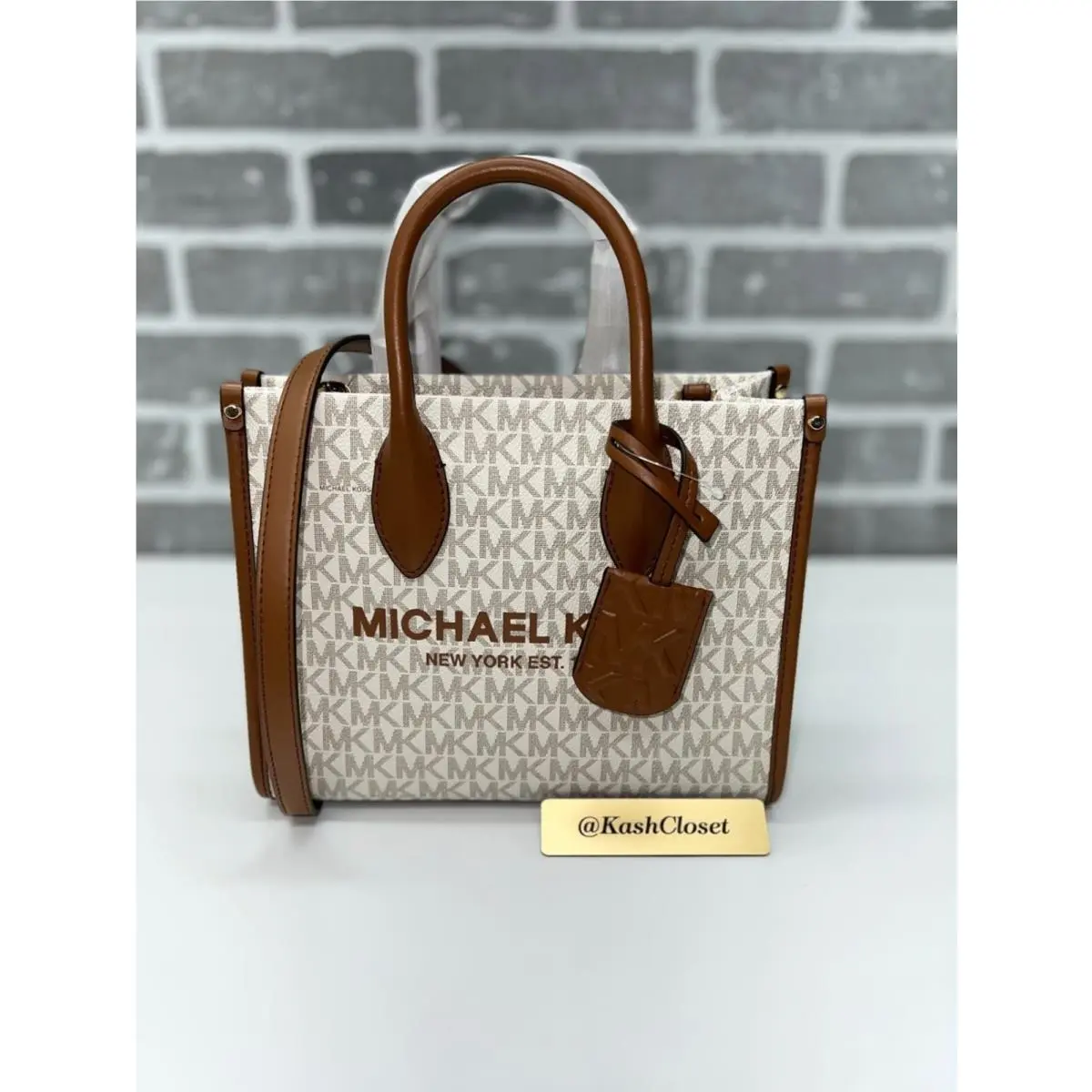 Mirella Small Shopper Top Zip Handbag Crossbody Vanilla by Michael Kors