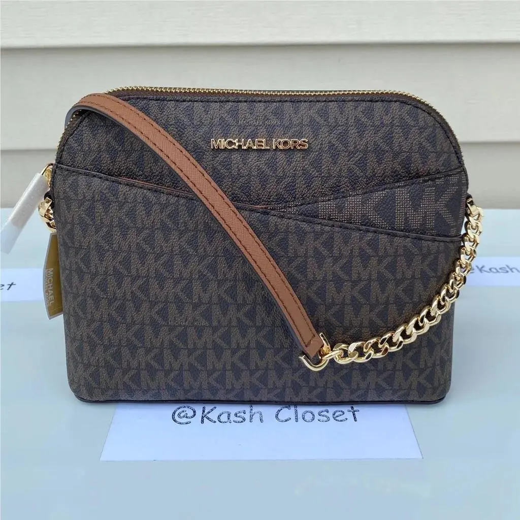 Dome Jet Set Travel Medium Xbody Bag Purse Brown by Michael Kors