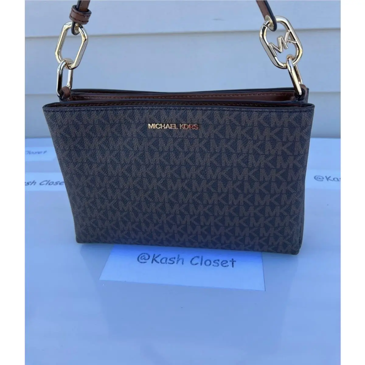 Crossbody Bag Trisha Medium Logo Brown by Michael Kors