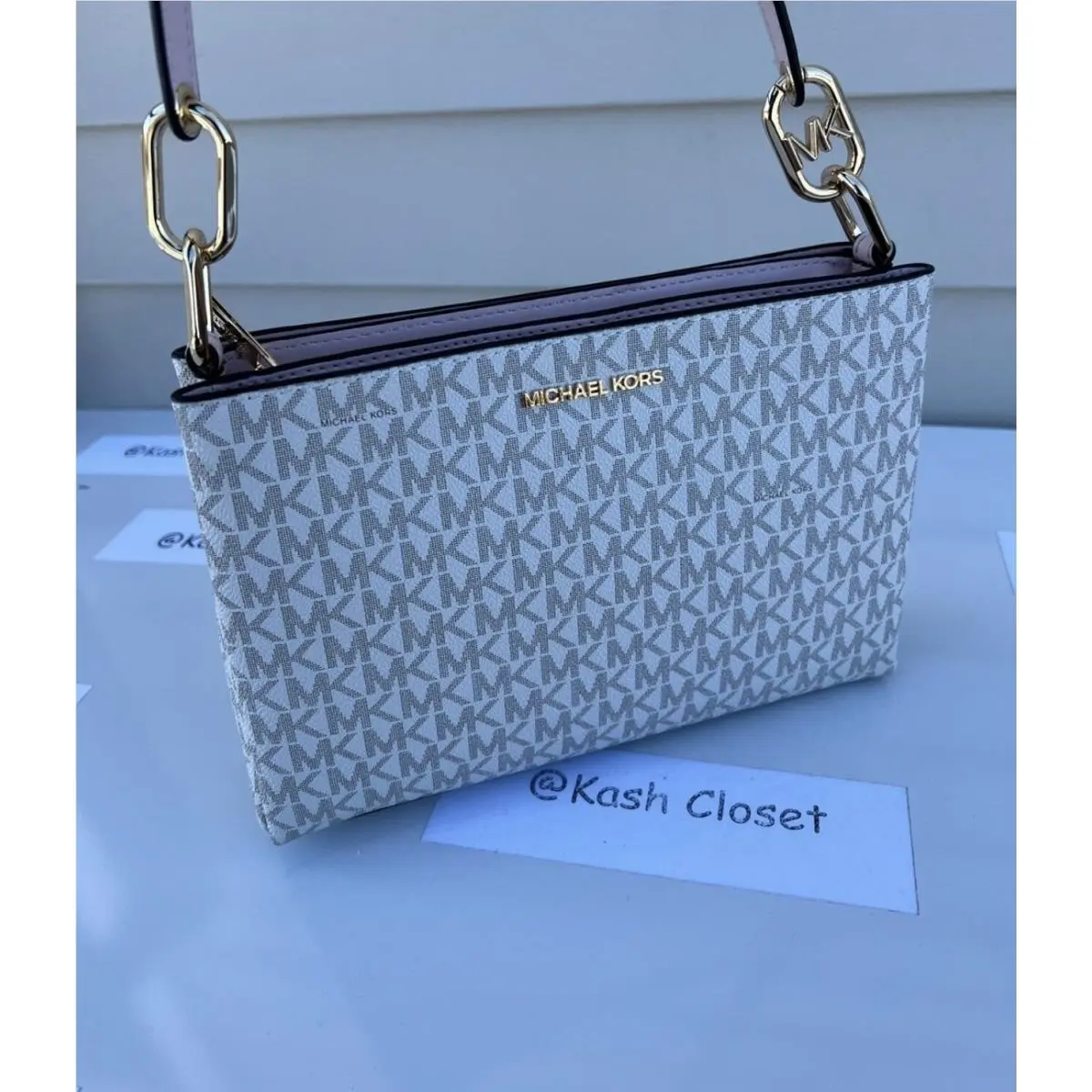 Crossbody Bag Trisha Medium Logo Powder blush Multi by Michael Kors