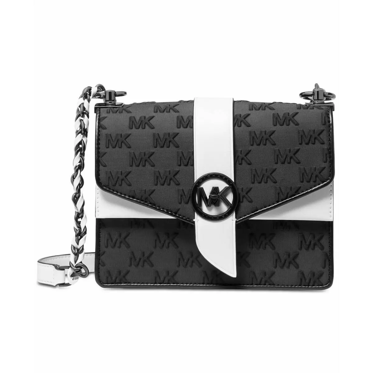Michael Kors Greenwich Crossbody Black/optic White or Bright Neon/black Logo