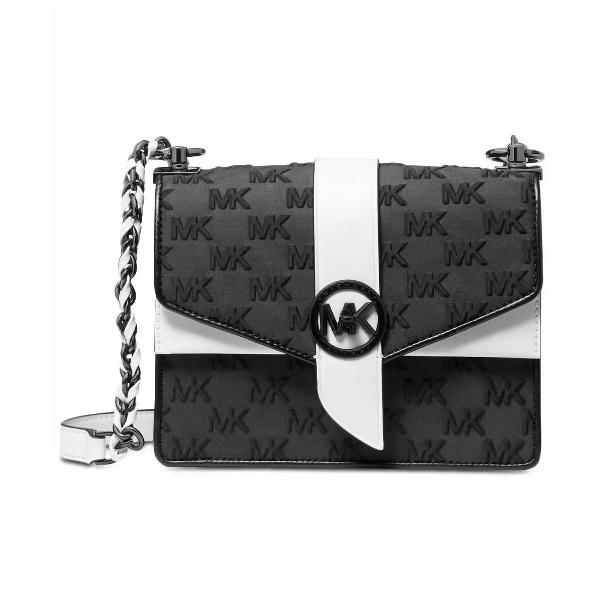 Greenwich Crossbody Black/optic White or Bright Neon/black Logo Black/Optic White crossbody/shoulder bag chain by Michael Kors