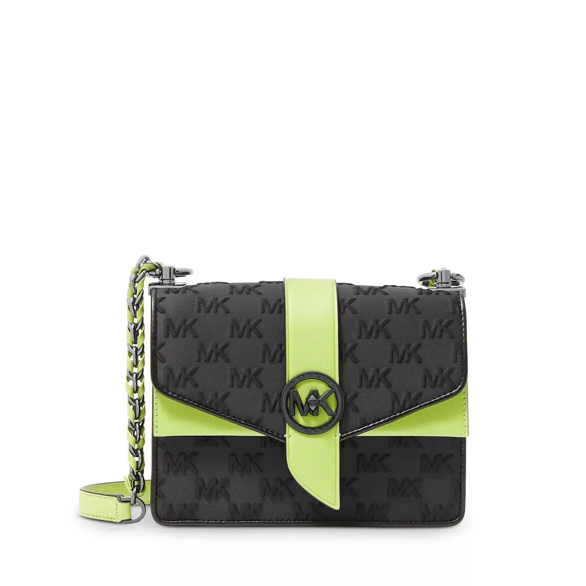 Greenwich Crossbody Black/optic White or Bright Neon/black Logo Bright Limeade/Black crossbody/shoulder bag chain by Michael Kors
